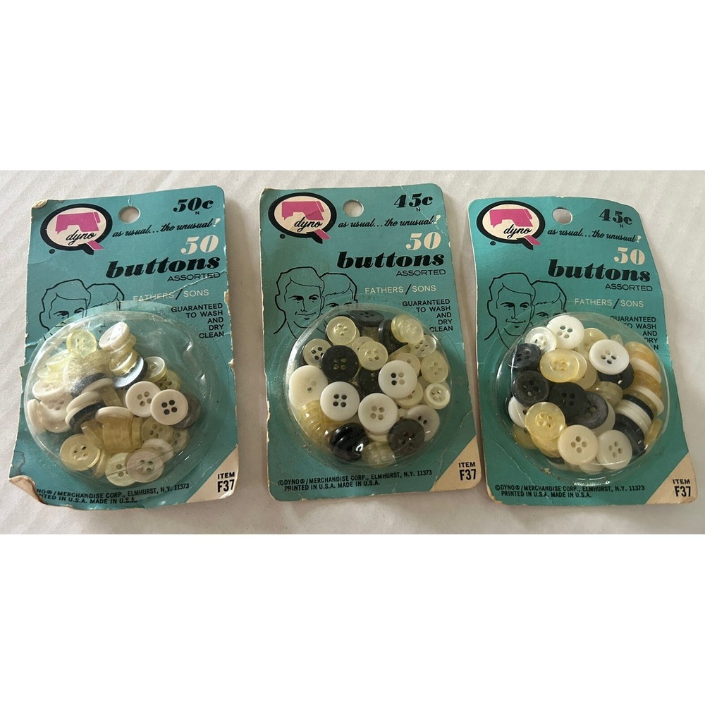 Dyno Merchandise Corp Vintage Buttons For Fathers‎ & Sons Lot Of 3 Packs USA NY